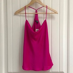 Express Satin Cowl Neck Cami XS Hot Pink Magenta NWT